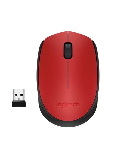 910-004641- LOGI M171 910-004641  Wireless mouse  (RED) Nano USB receiver 3 buttons optical . 